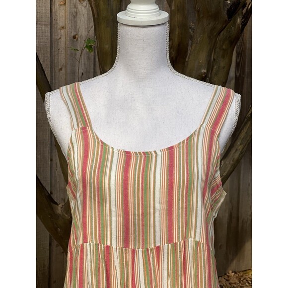 Linda Anderson Sun Dress Empire Waist Tiered Sz M Flowy Smocked Gauze Metallic - Picture 4 of 12